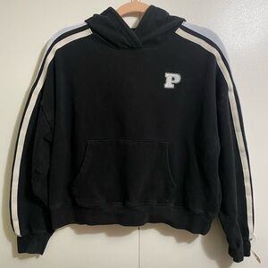 Victoria Secret PINK Black Hoodie with White Stripes